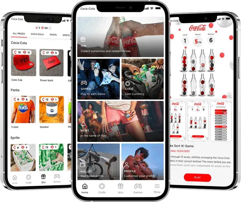 Aplikacja Coca-Cola na smartfonie