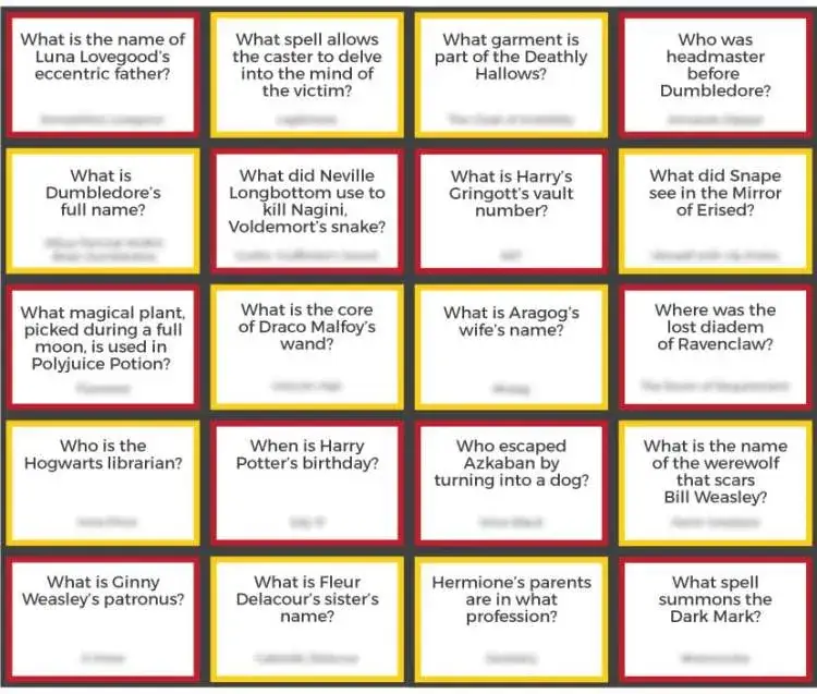 Harry Potter advanced quiz