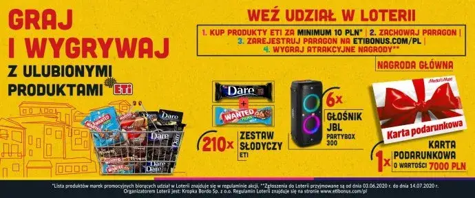 przykłady produktów z kodami loterii promocyjnych