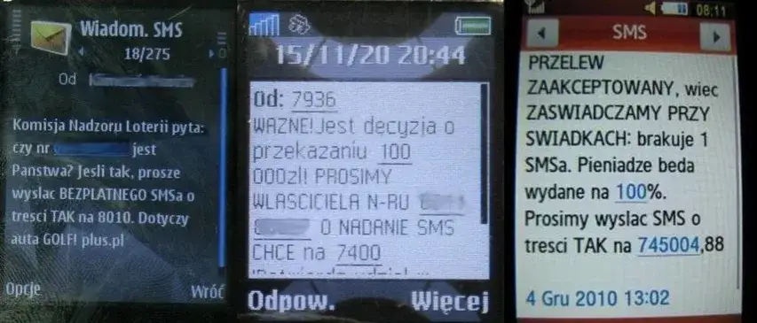 Loteria SMS telefon wygrana